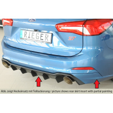 Rieger vložka zadního nárazníku (pro vozy s tažným zařízením) pro Ford Focus 4 DEH 5-dvéř. (combi), plast ABS bez povrchové úpravy, pro sportovní koncovky vlevo/vpravo 115 mm