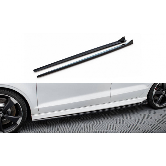 Maxton Design difuzory pod boční prahy ver.3 pro Audi RS3 8V Facelift, černý lesklý plast ABS, Sedan