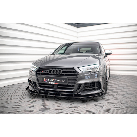 Maxton Design "Street Pro" spoiler pod přední nárazník s křidélky ver.1 pro Audi S3 8V FL, plast ABS bez povrchové úpravy, Sportback