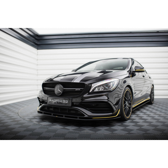 Maxton Design "Street Pro" spoiler pod přední nárazník pro Mercedes CLA C 117 Facelift 45 Aero, plast ABS bez povrchové úpravy, r.v. 2017-2019