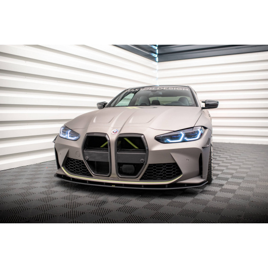 Maxton Design "Street Pro" spoiler pod přední nárazník pro BMW M3 G80, plast ABS bez povrchové úpravy, s červenou linkou
