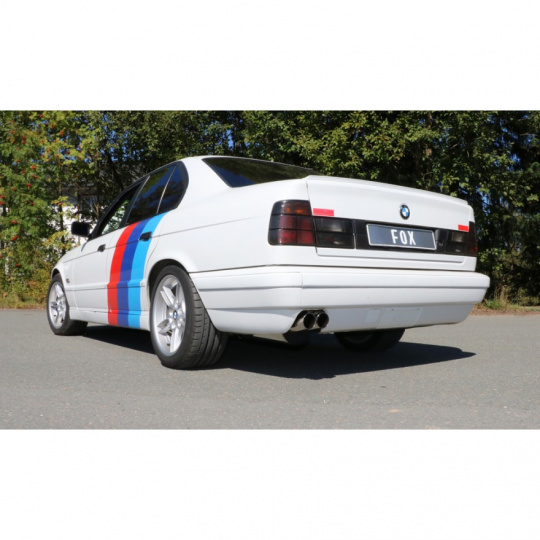 Fox Sportauspuff koncový tlumič výfuku s koncovkou 2x76 Typ 14 pro BMW řada 5 E34 s motorem 2.5, 3.0 Fox Sportauspuff koncový tlumič výfuku s koncovkou 2x76 Typ 14 pro BMW řada 5 E34 s motorem 2.5, 3.0