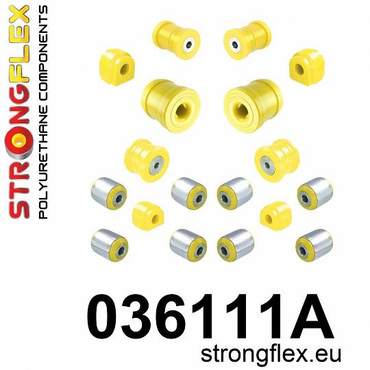 036111A: Strongflex Kompletní sada polyuretanových silentbloků pro zavěšení varianta SPORT 036111A: Strongflex Kompletní sada polyuretanových silentbloků pro zavěšení varianta SPORT