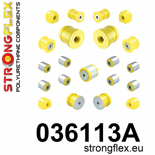 036113A: Strongflex Kompletní sada polyuretanových silentbloků pro zavěšení varianta SPORT 036113A: Strongflex Kompletní sada polyuretanových silentbloků pro zavěšení varianta SPORT