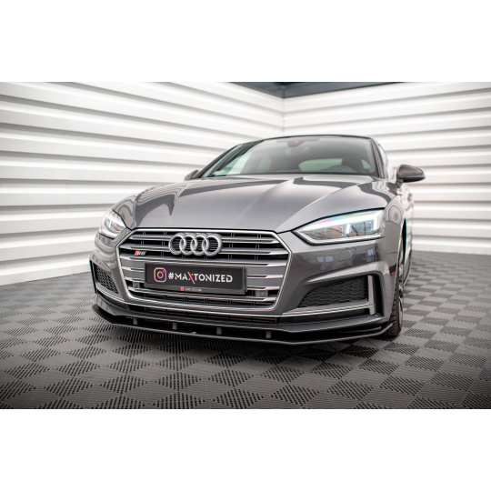 Maxton Design "Street Pro" spoiler pod přední nárazník pro Audi S5 F5, plast ABS bez povrchové úpravy, s červenou linkou, Coupe / Sportback