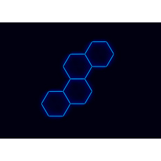 Kompletní LED hexagonové svítidlo modré, rozměr: 4 elementy 166 x 288 cm