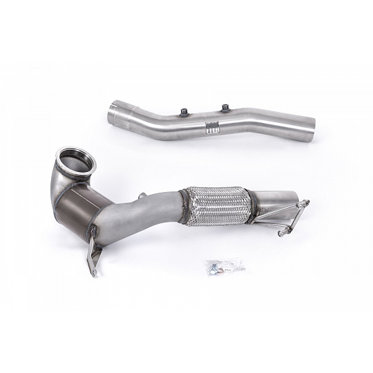 Milltek Sport downpipe a Hi-Flow sportovní katalyzátor No CEL (Check Engine Light) pro Volkswagen Golf Mk8 GTi (245ps bez GPF / NA modely) 2021-2024, pouze pro Milltek cat back systém
