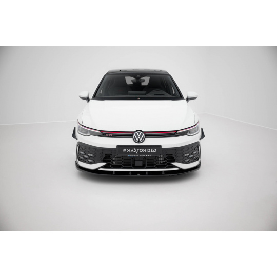 Maxton Design spoiler pod přední nárazník pro Volkswagen Golf R-Line Mk8 Facelift, černý lesklý plast ABS