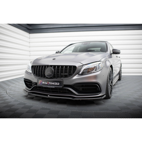 Maxton Design spoiler pod přední nárazník pro Mercedes třída C W205 Facelift/63 AMG/Sedan/Estate, černý lesklý plast ABS
