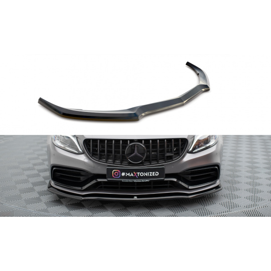 Maxton Design spoiler pod přední nárazník pro Mercedes třída C W205 Facelift/63 AMG/Sedan/Estate, černý lesklý plast ABS