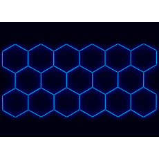 Kompletní LED hexagonové svítidlo modré, rozměr: 17 elementů 504 x 238 cm Kompletní LED hexagonové svítidlo modré, rozměr: 17 elementů 504 x 238 cm