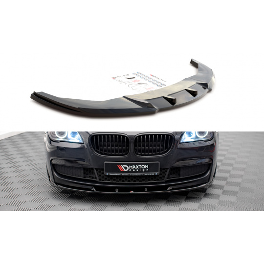 Maxton Design spoiler pod přední nárazník ver.2 pro BMW řada 7 F01 /M-Pack, černý lesklý plast ABS
