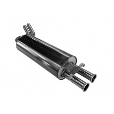 Fox Sportauspuff koncový tlumič výfuku s koncovkou 2x50 Typ 12 vyrolované ven pro Mercedes třída E W123 s motorem 2.3, pro 4válcové motory