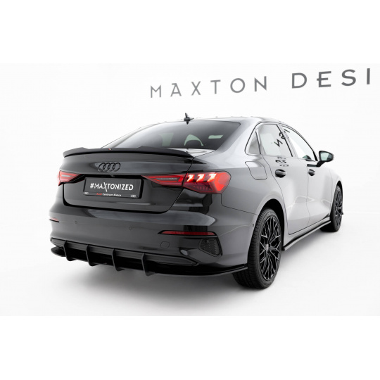 Maxton Design "Street Pro" difuzor zadního nárazníku pro Audi A3 8Y, plast ABS bez povrchové úpravy, Sedan, s černou a červenou linkou