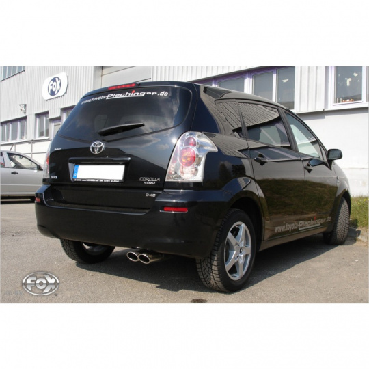 Fox Sportauspuff koncový tlumič výfuku s koncovkou 2x88x74 Typ 32 pro Toyota Corolla 2004- s motorem 1.8