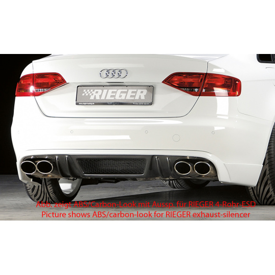 Rieger spoiler pod zadní nárazník pro Audi A4 B8, B81 avant, sedan před faceliftem r.v. 11/07-12/11, plast ABS bez povrchové úpravy, mimo S-Line, pro orig. koncovky na obou stranách