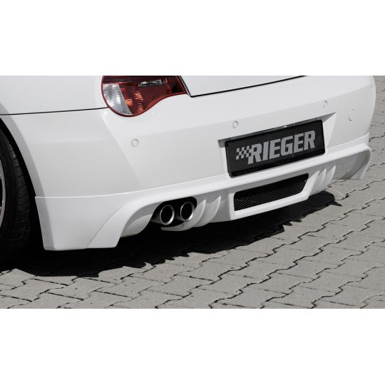 Rieger spoiler pod zadní nárazník pro BMW Z4 E85 kupé, roadster po faceliftu r.v. 01/06-03/09, plast ABS bez povrchové úpravy, pro vozy s dvojitou koncovkou 90mm vlevo