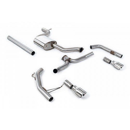 Milltek Sport výfukový systém cat-back bez rezonátoru (hlasitější) pro Volkswagen Jetta Mk7 (MQB) GLi 2.0T 2019-2024, typ koncovek: GT-100 leštěné