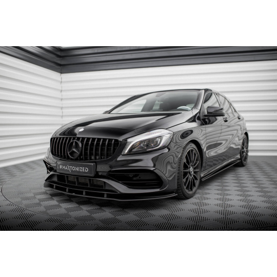 Maxton Design "Street Pro" spoiler pod přední nárazník pro Mercedes třída A W176 Facelift AMG-Line, plast ABS bez povrchové úpravy
