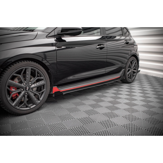 Maxton Design "Street Pro" difuzory pod boční prahy s křidélky pro Hyundai i20 N Mk3, plast ABS bez povrchové úpravy