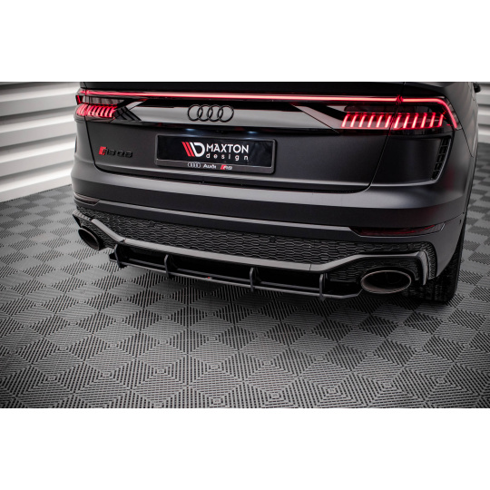 Maxton Design "Street Pro" difuzor zadního nárazníku pro Audi RSQ8 Mk1, plast ABS bez povrchové úpravy, s červenou linkou