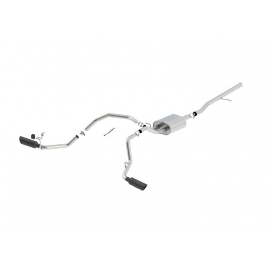 Borla Cat-Back výfukový systém "Touring" s koncovkami z boku pro GMC Sierra 1500 5,3l EC/SB 78,7", CC/SHB 69,3", WB 143,5", r.v. 2014-2018, vč. GMC Sierra LD (2019), typ koncovek: černé