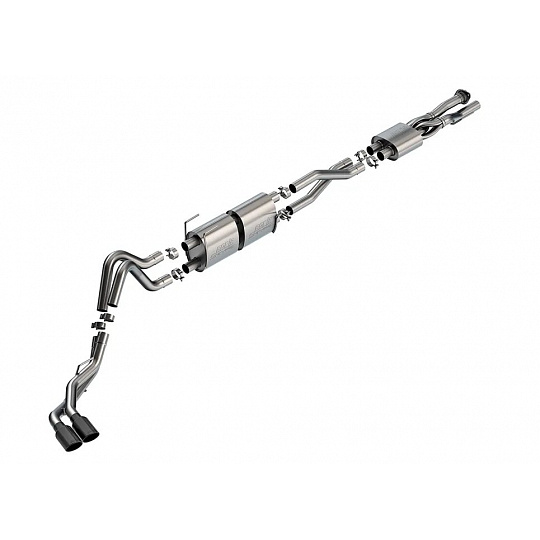 Borla Cat-Back výfukový systém "S-Type" pro Ford F-350, automat, 2WD/4WD, CC s SB (6' 9") 160" rozvor, mimo auta s dvojitými zadními koly, barva koncovek: černé