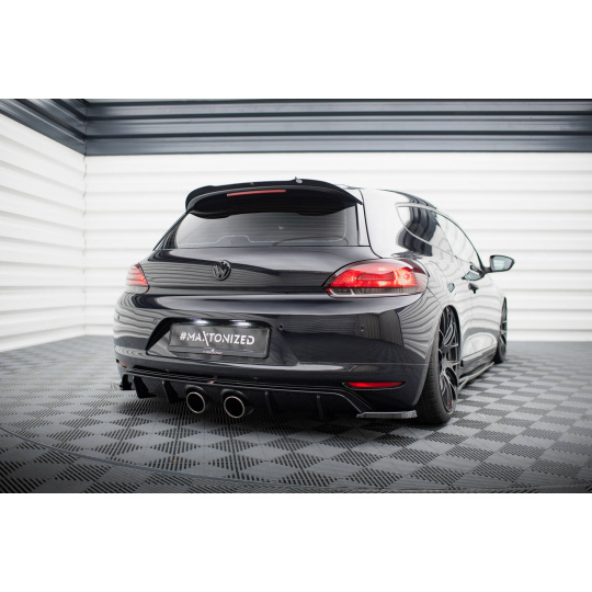 Maxton Design vložka zadního nárazníku ver.2 pro Volkswagen Scirocco Mk3, černý lesklý plast ABS, pouze pro výfuk R32