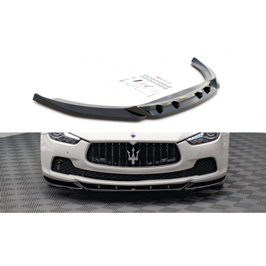 Maxton Design spoiler pod přední nárazník pro Maserati Ghibli Mk3, černý lesklý plast ABS