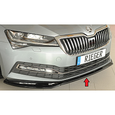 Rieger lipa pod přední nárazník pro Škoda Superb III 3T, 3V sedan, 08/19-, plast ABS lakovaný do černé lesklé barvy