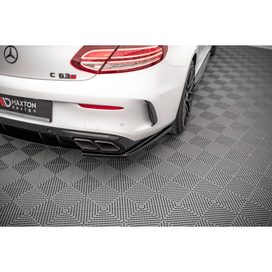 Maxton Design boční difuzory pod zadní nárazník pro Mercedes třída C W205 Facelift/63 AMG/Coupe, černý lesklý plast ABS