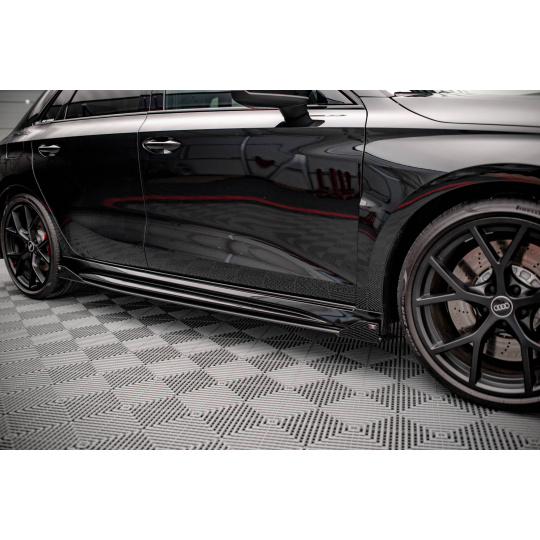 Maxton Design "Street Pro" difuzory pod boční prahy s křidélky pro Audi RS3 8Y, plast ABS bez povrchové úpravy, Sportback, s červenou linkou