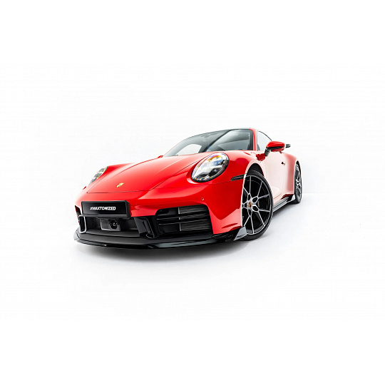 Maxton Design spoiler pod přední nárazník pro Porsche 911 992 Carrera Aero Facelift, 992 Carrera GTS Facelift, černý lesklý plast ABS