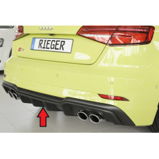 Rieger vložka zadního nárazníku pro Audi A3 S3 8V 3-dvéř. (hatchback 8V1), 5-dvéř. (sportback 8VA) po faceliftu, plast ABS bez povrchové úpravy, pro orig. dvojité koncovky na obou stranách 4x90x72 mm