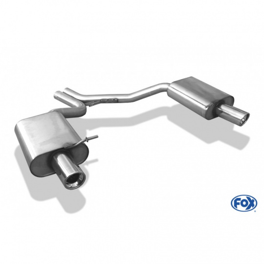 Fox Sportauspuff koncový tlumič výfuku s koncovkou 1x90 Typ 17 na obou stranách pro Audi A4 B6 s motorem 1.8 T, 2.4
