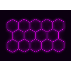 Kompletní LED hexagonové svítidlo růžové, rozměr: 14 elementů 420 x 238 cm Kompletní LED hexagonové svítidlo růžové, rozměr: 14 elementů 420 x 238 cm