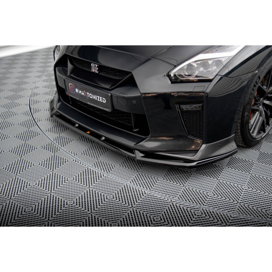 Maxton Design spoiler pod přední nárazník ver.2 pro Nissan GT-R R35 Facelift, černý lesklý plast ABS