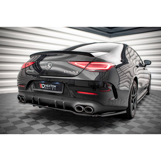 Maxton Design středový spoiler pod zadní nárazník s žebrováním pro Mercedes CLS C 257/53AMG, černý lesklý plast ABS