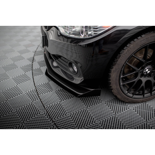 Maxton Design rohové spoilery pod přední nárazník pro BMW řada 4 F36, černý lesklý plast ABS