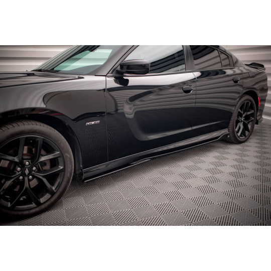 Maxton Design difuzory pod boční prahy pro Dodge Charger Mk7 Facelift SRT, černý lesklý plast ABS