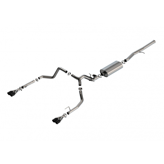 Borla Cat-Back výfukový systém "Touring" pro GMC Sierra 1500 6.2L V8, automat, 2WD/4WD, EC s SB (6'7") 147.4" WB/ CC s SB (5'10") 147.4" WB, typ koncovek: černé