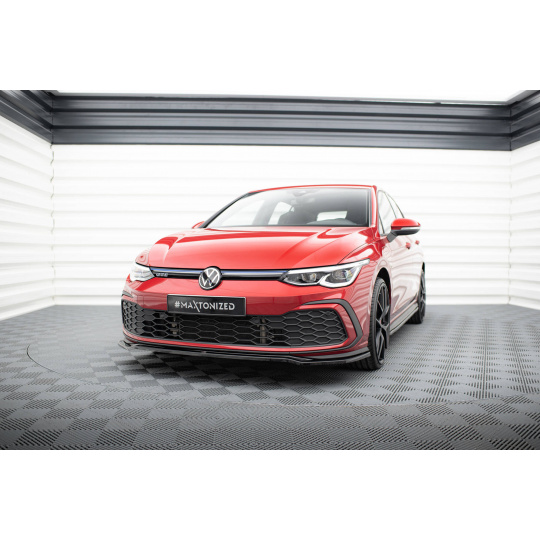 Maxton Design spoiler pod přední nárazník ver.4 pro Volkswagen Golf R-Line Mk8, černý lesklý plast ABS