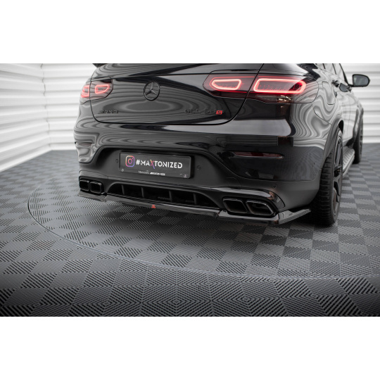 Maxton Design středový spoiler pod zadní nárazník s žebrováním pro Mercedes GLC Coupe/C253 Facelift /63 AMG, černý lesklý plast ABS