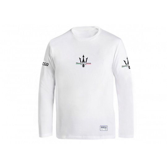 Sparco tričko s dlouhým rukávem Maserati, barva: bílá, velikost: S