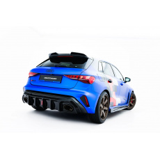 Maxton Design vložka zadního nárazníku s LED světlem pro Audi RS3 8Y Facelift, černý lesklý plast ABS, Sportback