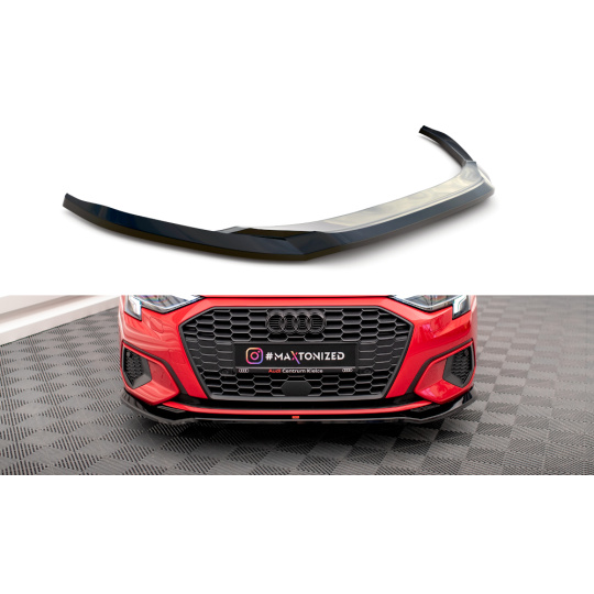 Maxton Design spoiler pod přední nárazník ver.2 pro Audi A3 8Y, černý lesklý plast ABS