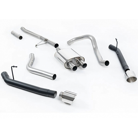 Milltek Sport výfukový systém cat-back Rear Exit (snižuje světlou výšku v zadní části vozidla) pro Jeep Gladiator (JT) 3.6 V6 2020-2024, GT-115 leštěné koncovky