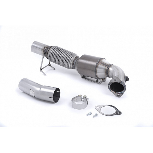 Milltek Sport downpipe a Hi-Flow sportovní katalyzátor 200 Cell Large Bore pro Ford Focus Mk3 RS 2.3l EcoBoost 4wd 5-dvéř. Hatchback 2016-2018, pouze pro Milltek Sport Cat Back systém
