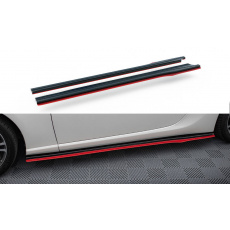 Maxton Design difuzory pod boční prahy ver.2 pro Subaru BRZ Mk1, Mk1 Facelift, černý lesklý plast ABS, s červenou linkou