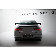 Maxton Design zadní křídlo s horním uchycením (swan-neck) a LED světlem pro Mercedes CLA C118 AMG 45 Aero, C118 AMG 45 Aero Facelift, C118/AMG 45, C118/AMG 45 Facelift, pravý karbon